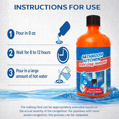 Drain Clog Remover, Liquid Plumber Drain Cleaner, Sink Cleaner, Pipe Cleaners for Shower or Sink Drains, Professional Toilet Unclogs and Removes Hair, Blockage (2 pcs)