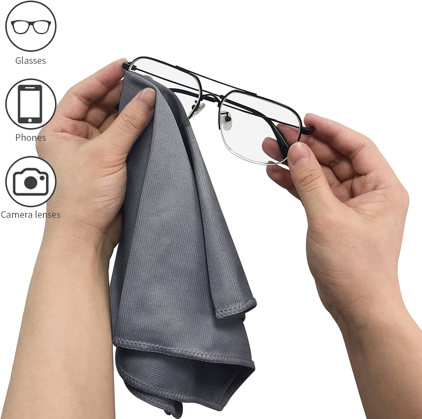 Puomue 6 Pack Microfiber Glass Cleaning Cloth, 16 Inch X 16 Inch, Lint Free Quickly Clean Window, Glasses, Windshields, Mirrors, and Stainless Steel, Blue