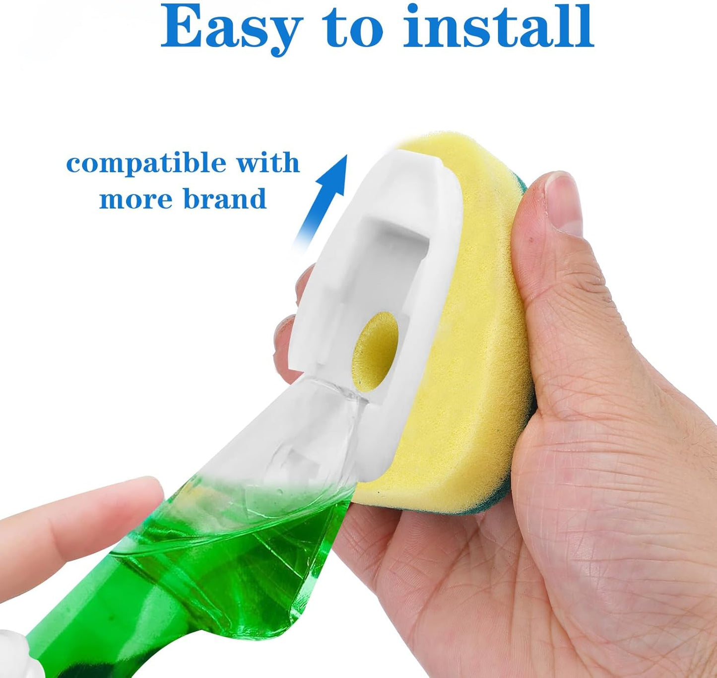 6Pcs Dish Wand Sponge Refills Dishwasher Sponge Dishwand Refills Scrubber Sponges Non Scratch Head Replacement for Dish Wand Heavy Duty Soap Dispenser Scrubber Pads for Kitchen Cleaning