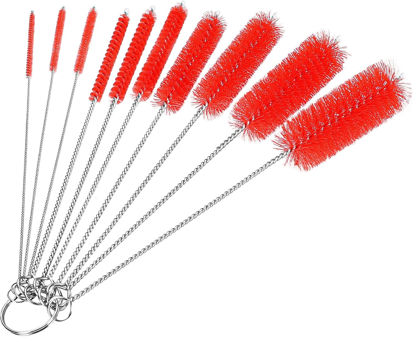 CiaraQ Bottle Cleaning Brushes, 8 Inch Nylon Tube Brush Set, Cleaner for Narrow Neck Bottles Cups with Hook, Set of 10pcs