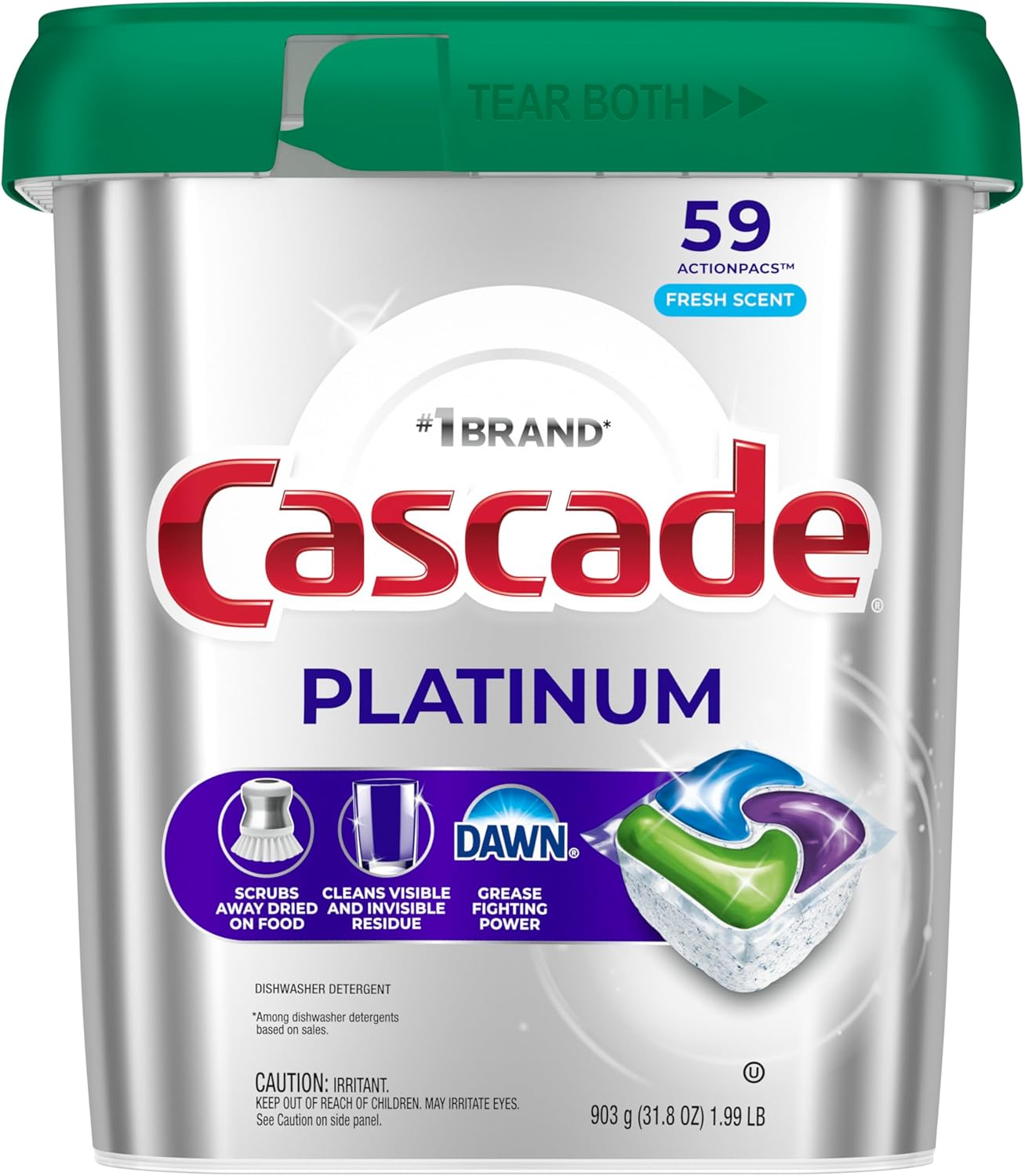 Cascade Platinum Dishwasher Pods, Dishwasher Detergent, Dish Detergent Soap, Fresh, 12 count