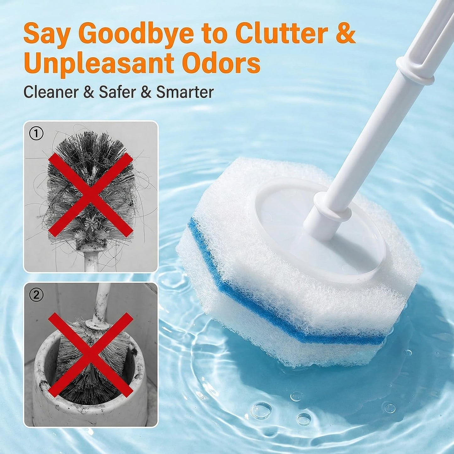 Disposable Toilet Wand Refills Compatible with Clorox, Deep Cleaning Push-Button Release Heads for Hygienic Bathroom Cleaning (30, count of 1)
