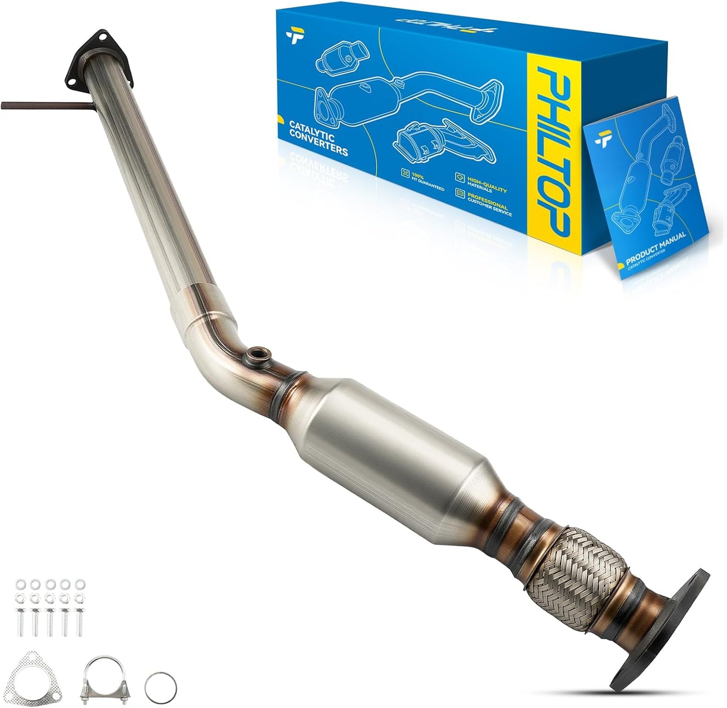 PHILTOP Left and Right Catalytic Converter Replacement For 2005-2010 300 2.7/3.5L V6 RWD, 2006-2010 Charger 2.7/3.5L V6 RWD, 2005-2008 Magnum 2.7/3.5L V6 RWD Replace 55434, 55433 (EPA Compliant) - Colors C