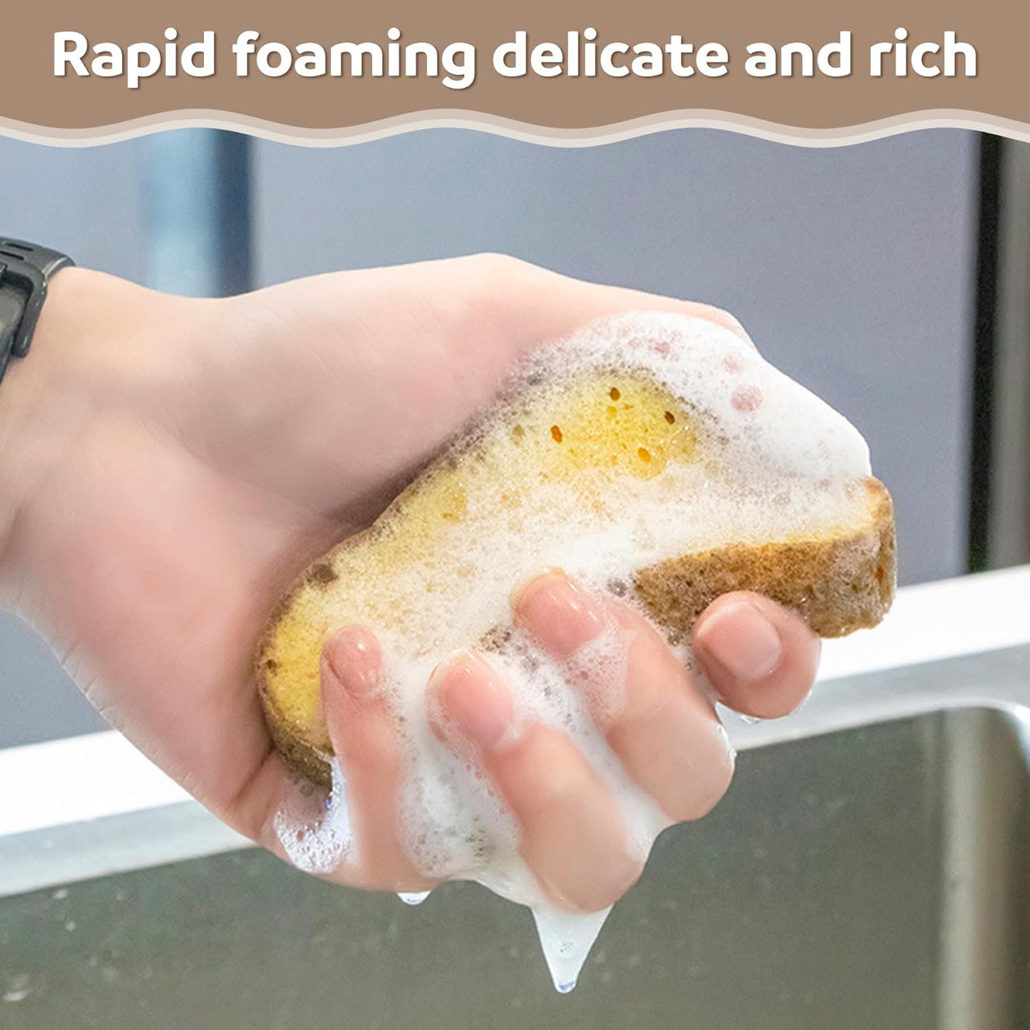 2 Pcs Cleaning Sponges, Cute Toast Shape Kitchen Scrub Dish Sponges, Household for Cleaning Dishwasher Sponges Non Scratch Scouring Pad