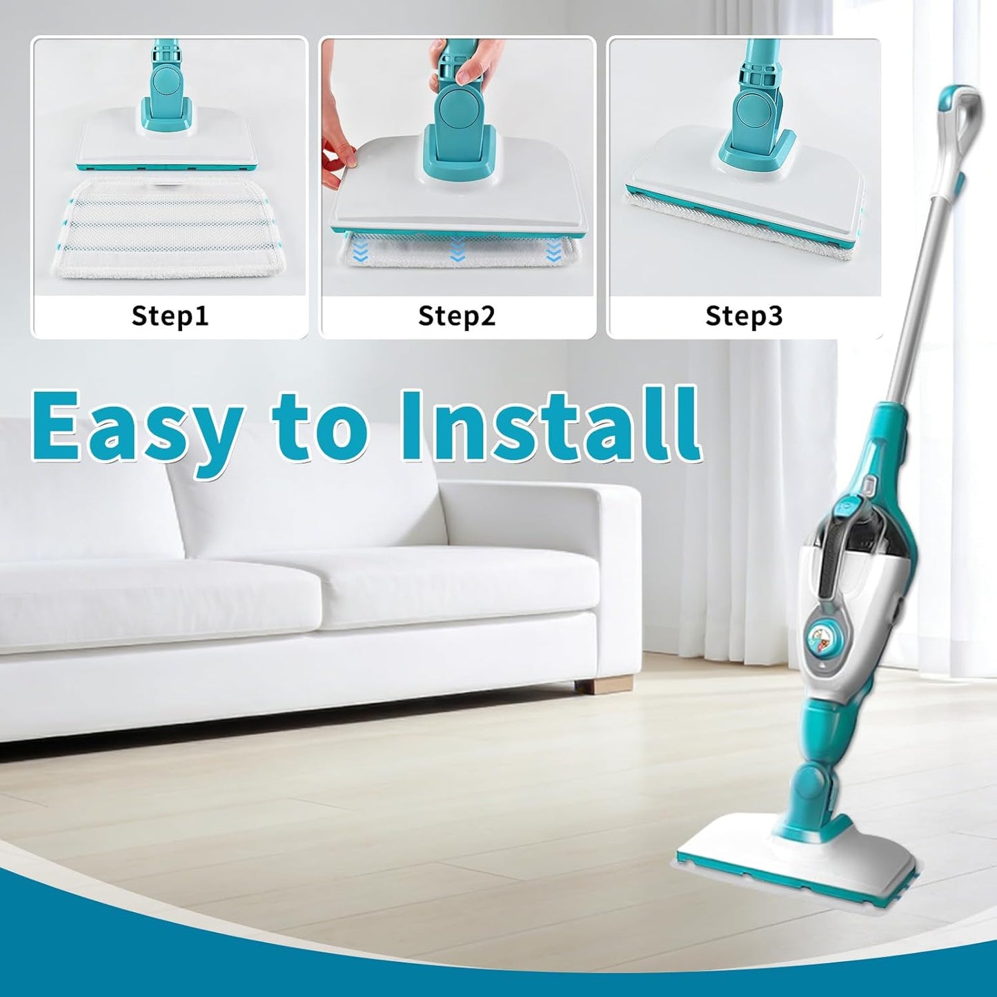 Replacement Steam Mop Pads for Black+Decker Steam Mop SM1600 SM1610 SM1620 HSM13E1 HSMC1300FX HSMC1321 HSMC1361SG, 6 Pack Washable Microfiber Cleaning Pads