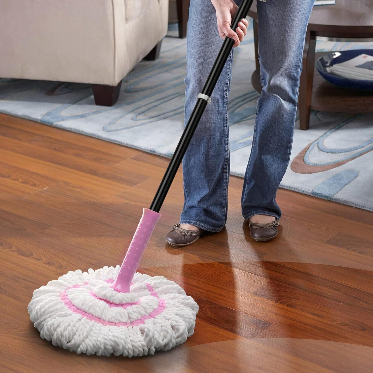 KeFanta Self-Wringing Twist Mop for Floor Cleaning, Long Handled Microfiber Floor Mop with Top Scouring Pad for Kitchen, Hardwood, Restaurant, Bathroom, Garages, Warehouses, Office,57-inch