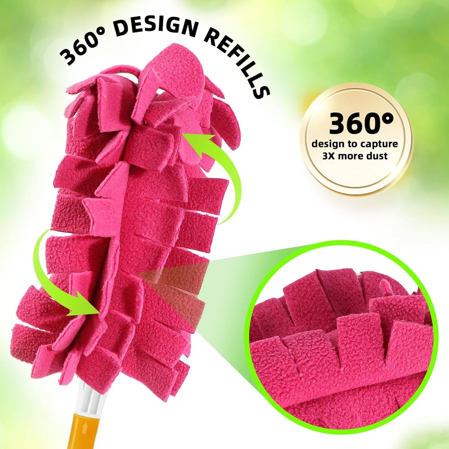 Reusable Duster Refill for Swiffer Duster - Washable Heavy Duty Dusters Refills 360 for Swiffer Duster Handle & Super Extender Handle, 6 Pack (Handle is Not Included)