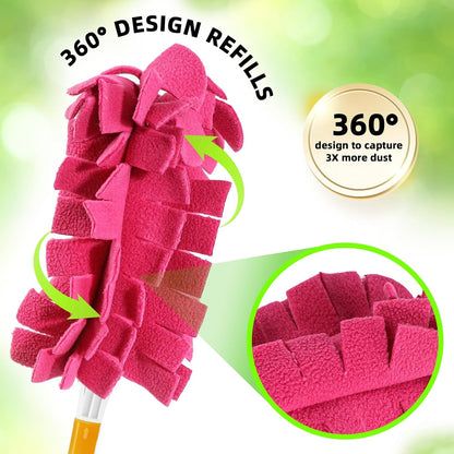 Reusable Duster Refill for Swiffer Duster - Washable Heavy Duty Dusters Refills 360 for Swiffer Duster Handle & Super Extender Handle, 6 Pack (Handle is Not Included)