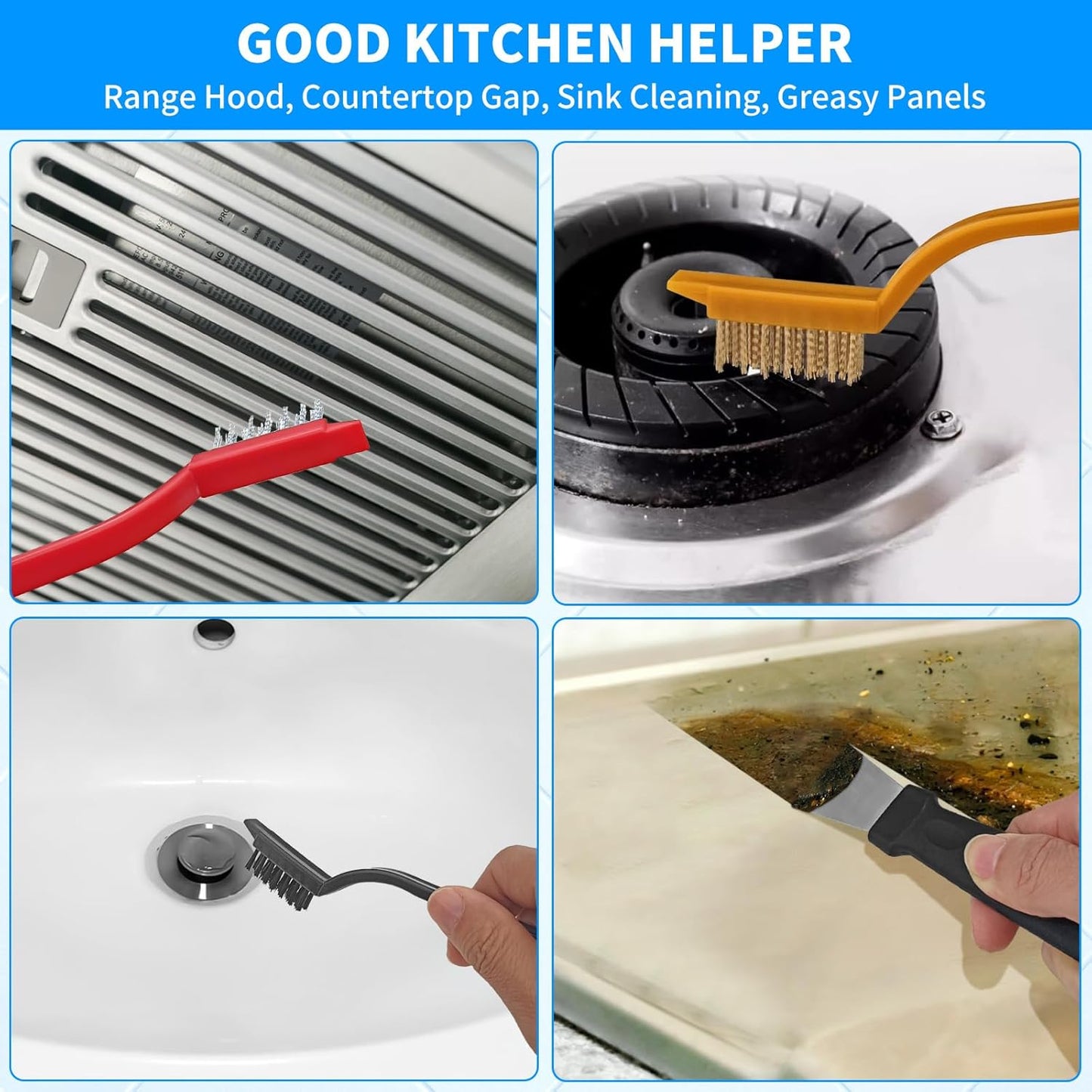 4TH Crevice Cleaning Brush Set–Household Deep Cleaning Supplies, Perfect for Small Spaces, Grout, and Tough Tasks -12 Pack