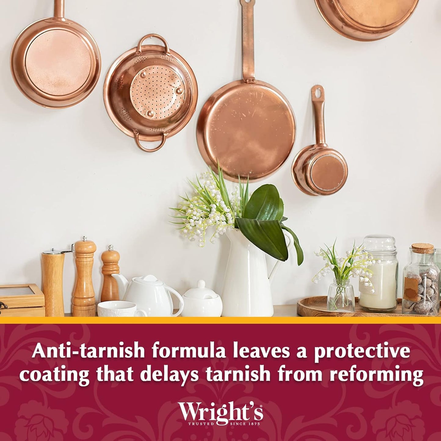 Wright's by Weiman Silver Cleaner and Polish Cream with Polishing Cloth, Ammonia-Free, Gently Clean & Remove Tarnish without Scratching