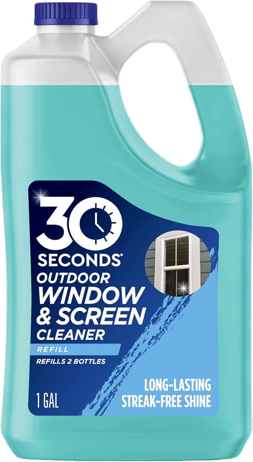 30 SECONDS Outdoor Window & Screen Concentrated Cleaner for Glass, Patio Doors, Fiberglass, Furniture - No Screen Removal Required, Spray & Rinse - Hose End Spray Attachment (2 PACK)