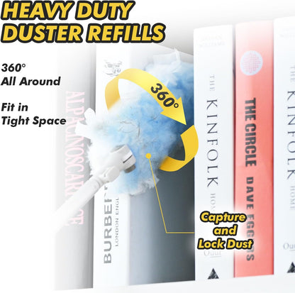 6 ft Extendable Duster Handle with 10 Refills, Compatible with Swiffer, Disposable Microfiber Dusting Pads for Home Cleaning, Ceiling, Fan, Window, Hard-to-Reach Areas