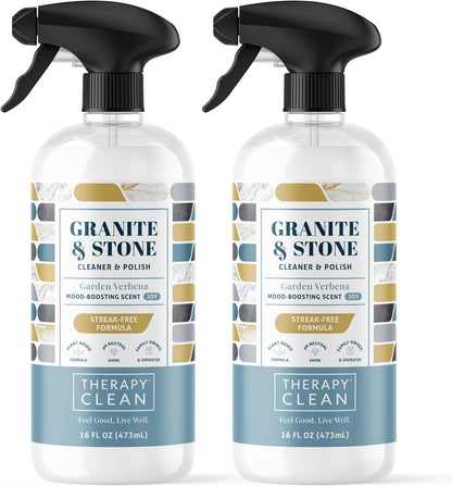 Therapy Granite Cleaner Kit with Microfiber - Daily Countertop Cleaner for Stone, Granite, Marble, Soapstone, Quartz, Quartzite, Slate, Headstone, Limestone, Corian, Laminate, and Tile