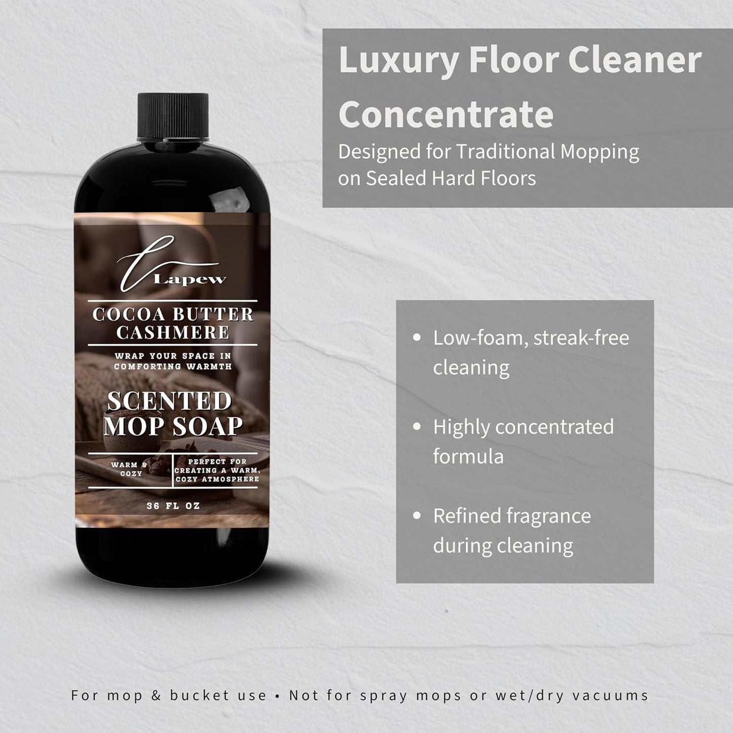 Lapew Baccarat Scented Mop Soap - Luxury Floor Cleaner Concentrate for Mopping Tile, Laminate, Vinyl & Hardwood | Streak-Free, Low-Foam | 36 oz - Colors B