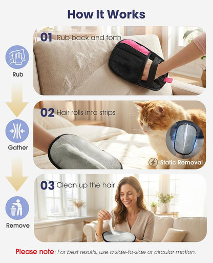 Rivalran Pet Hair Remover Glove for Dog & Cat, Reusable Electrostatic Magic Brush, Five-Finger Hair Removal Mitt for Cleaning Clothing, Bed, Couch, Carpet, and Car Seat Blue
