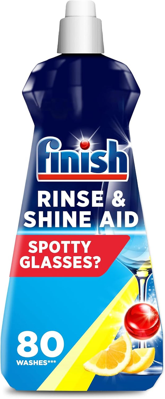 Finish | Finish Dishwasher Rinse & Shine Aid | Lemon| 400ml | For Drier Glasses and Spot Prevention