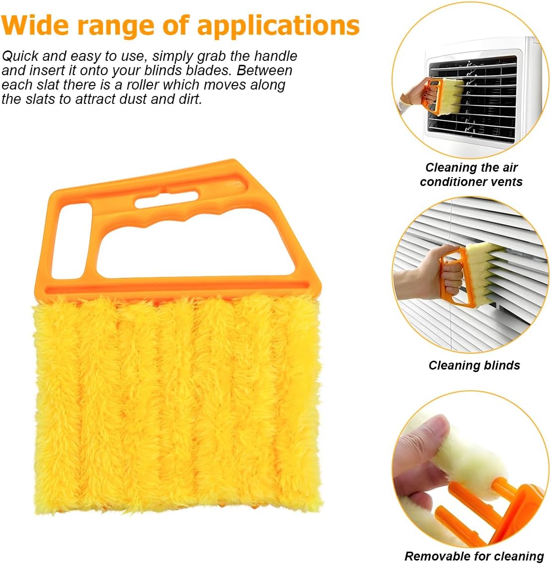 Car Window Venetian Blind Cleaner Duster Tool, 4PCS 7 Finger Vehicle Shutter Dusting Cleaning Brush, Handheld Automotive Duster Bristle Accessories for Air Conditioner Wood Blinds