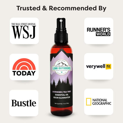 Lumi Outdoors Natural Shoe Deodorizer Spray (700+ Sprays) - Extra Strength Shoe Odor Eliminator for Smelly Shoes & Foot Odor - Replaces Shoe Balls & Inserts - Lemon Eucalyptus