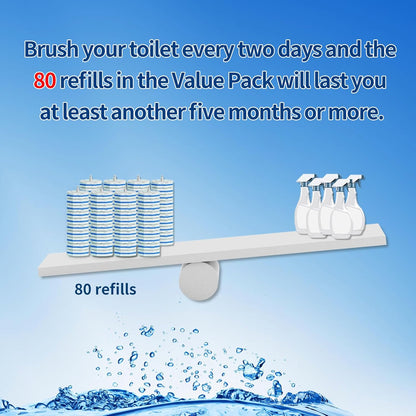 Hohoky 80Pcs Toilet Wand Refills for Disposable Toilet Bowl Brush Scrubber Cleaner Refill Pads,Toilet Brush Replacement Compatible Heads with Most Toilet Brushes Scrubber