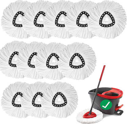 10 PCS Spin Mop Replacement Head,100% Microfiber Mop Heads Replacements Compatible with Cedar Easywring 1-Tank System, 360 Degree Round Mop Refills for Easy House Cleaning Floor Mopping
