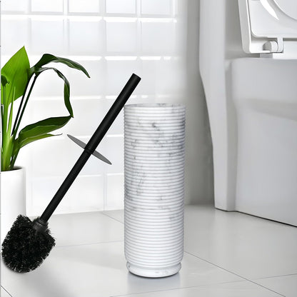 White Floral Branches Design Resin Toilet Bowl Brush and Holder Set, Elegant Bathroom Cleaning Tool with Durable Bristles, Compact and Functional