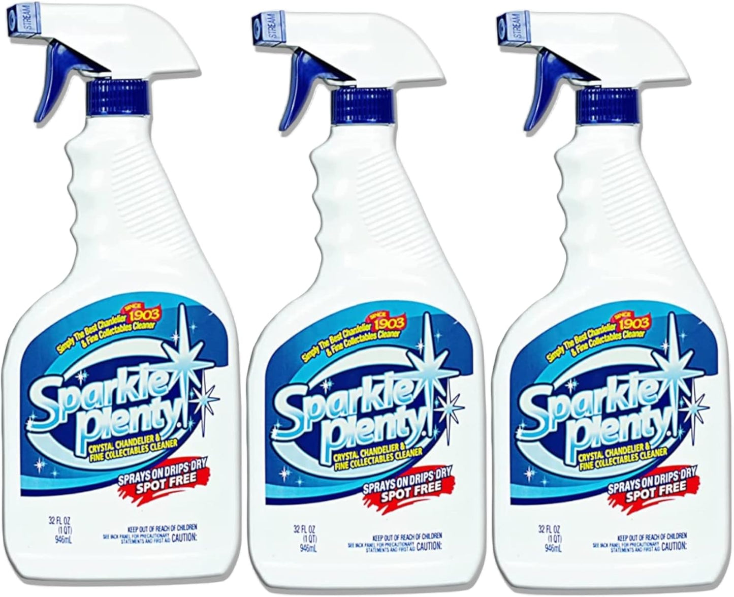 Sparkle Plenty Chandelier Cleaner Drip Dry Spray No Wipe - Dust Remover & Streak Free Glass Cleaner Spray for Chandeliers Crystals & Window Screen Surface - All Purpose Cleaning Supplies (32 oz)