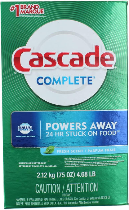 Cascade Complete Powder Dishwasher Detergent, Fresh Scent, 75 oz, White