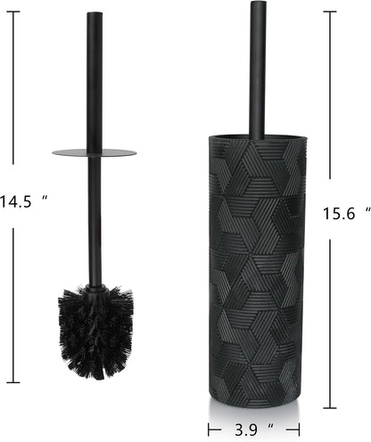 White Floral Branches Design Resin Toilet Bowl Brush and Holder Set, Elegant Bathroom Cleaning Tool with Durable Bristles, Compact and Functional