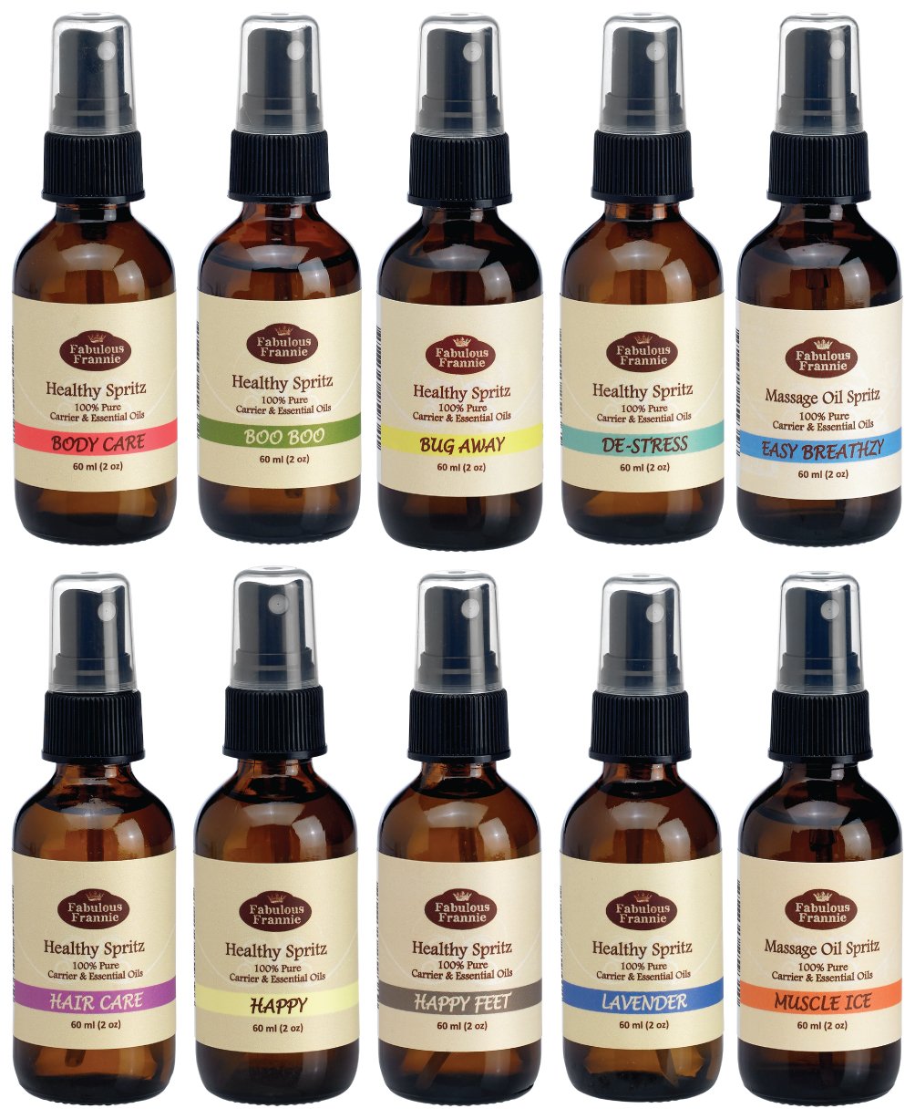 Fabulous Frannie Bug Away Healthy Massage Spritz Made with Carrier Oils and Citronella, Lavender, Eucalyptus and Lemongrass Essential Oils 2oz