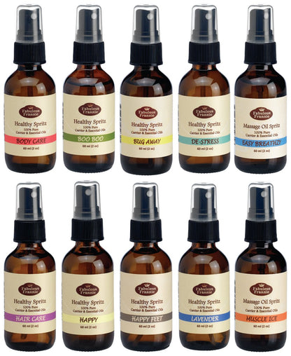 Fabulous Frannie Bug Away Healthy Massage Spritz Made with Carrier Oils and Citronella, Lavender, Eucalyptus and Lemongrass Essential Oils 2oz