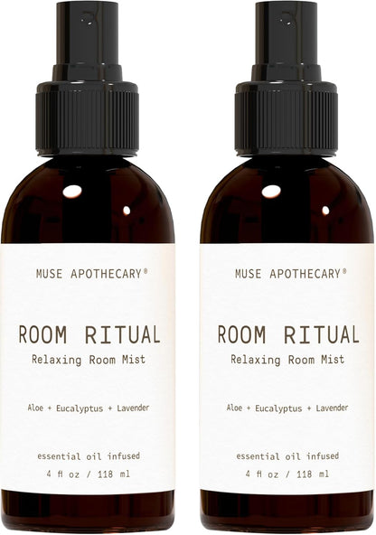 Muse Apothecary Room Ritual - Aromatic and Relaxing Room Mist, 4 oz, Infused with Natural Essential Oils - Aloe + Eucalyptus + Lavender