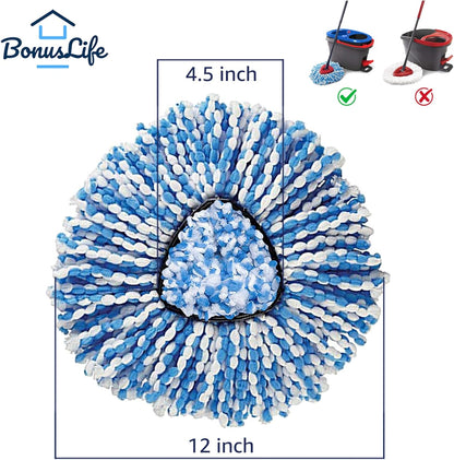 2-Tank Mop Heads Replacements for O-Ceda RinseClean Dual System, Microfiber Refills, Easy Cleaning Mop Repalce Head Blue 6 Pack