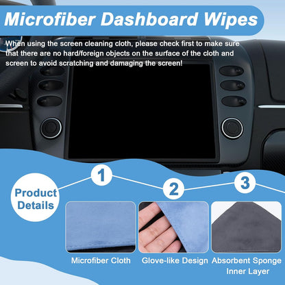 Car Screen Cleaner, 4.1''×4.1'' Microfiber Dashboard Wipes, Square Microfiber Cloth, Car Display Wipes,Vehicle Screen Cleaner Tool universal for Car Dashboard Car Display Car Interior Tools (Black)