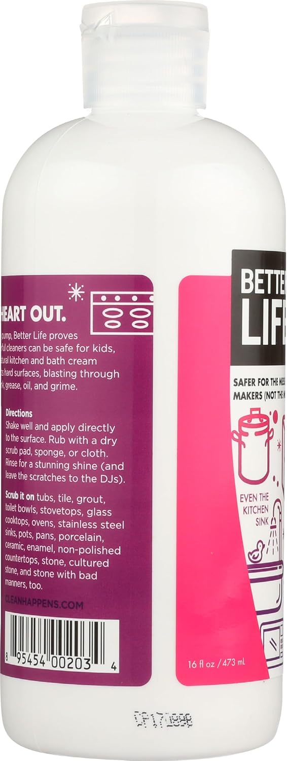 Better Life Sink Scrubber, Kitchen and Bath Cleaner, Tub and Tile Scrub, Stainless Steel and Granite Cleaner, 16 Ounce, Pack of 2