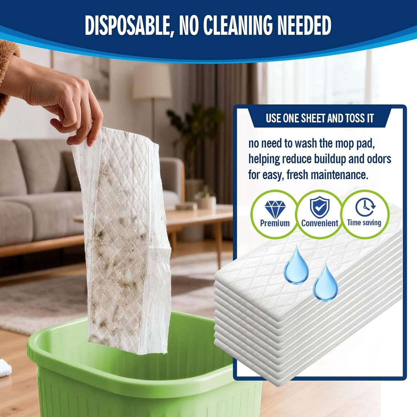 XL Wet Pads Refills Compatible with Swiffer Sweeper XL Mop, Disposable Heavy Duty Wet Mopping Cloths Refill XL for Hardwood Floor Mopping and Cleaning, Unscented, 24 Count