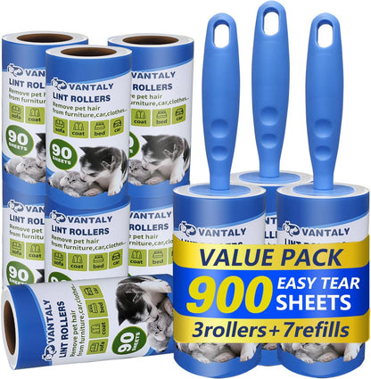Lint Rollers for Pet Hair Extra Sticky, 600 Sheets Value Set Lint Roller with 2 Upgraded Handles, 6 Rollers Portable Pet Lint Remover for Clothes, Furniture, Carpet, Dog & Cat Hair Removal