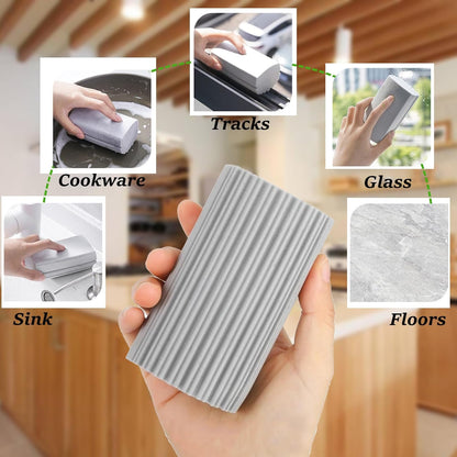 6-Pack Damp Clean Duster Sponge,Magic Sponge Eraser for Housekeeping,Reusable Cleaning Sponge for Blinds,Vents,Mirrors,Glass, Baseboards,Window Track Grooves and Railings (Green)