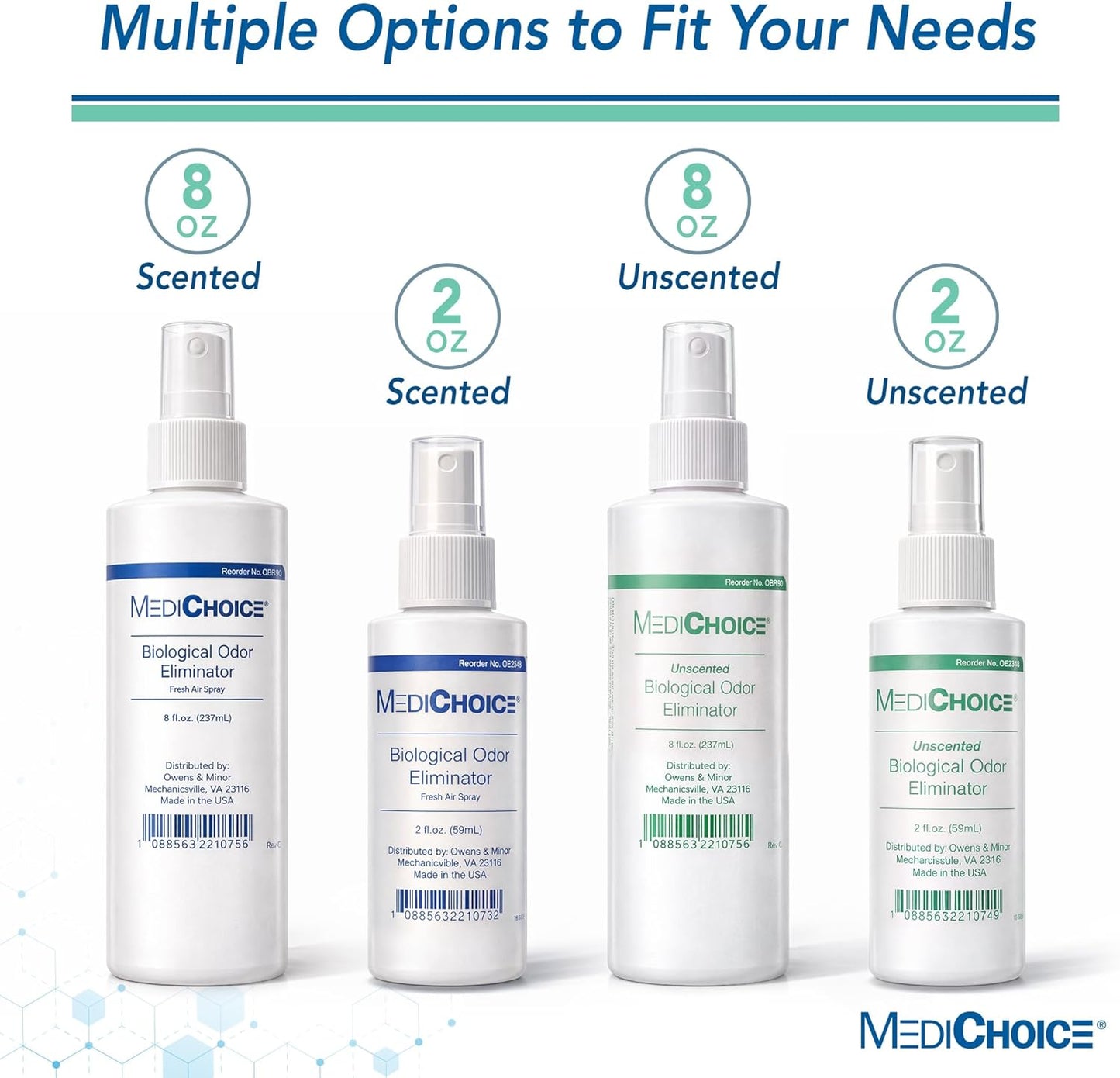 MediChoice Biological Odor Eliminator, Unscented, Pump Spray, 8 Oz, 1314OE8121 (Each of 1)