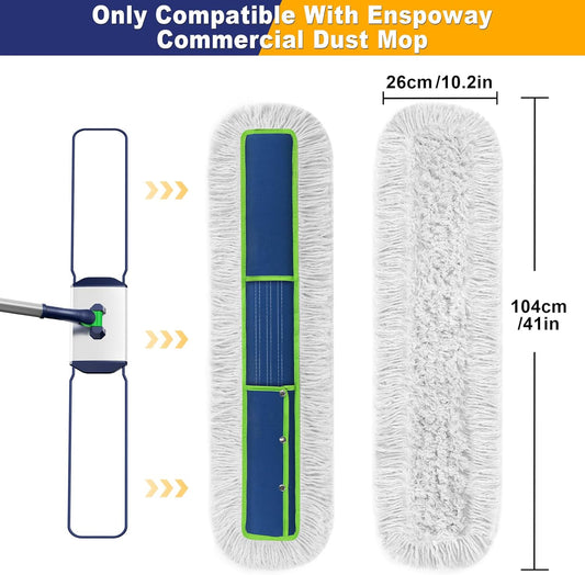 41" Commercial Dust Mop: Large Push Broom Wide Industrial Heavy Duty Hardwood Dry Sweeping Mop with 2 Pads Long Handle for Janitor Indoor Warehouse Gym Cleaning