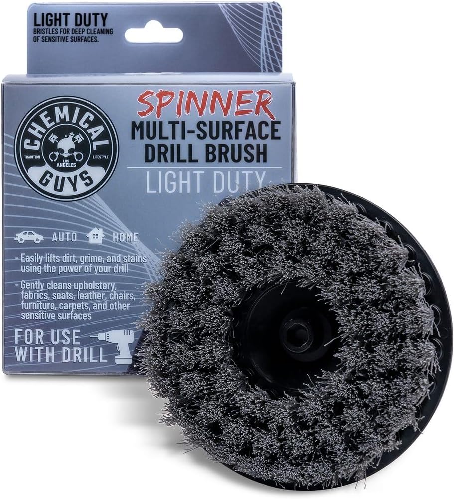 Chemical Guys ACC507 Medium Duty Spinner Multi-Surface Drill Brush Attachment (Fits Any Standard Drill - Power Scrubber Removes Stains & Cleans Floor Mats, Upholstery & Carpets), Yellow