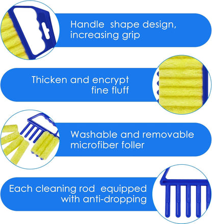 Geiserailie 1 Pcs Window Venetian Blind Cleaner Duster Tool Washable 7 Fingers Dusting Cleaner and Air Vent Shutter Brush Blinds Air Conditioner Fan Duster Dirt Housekeeping Tool (Orange)