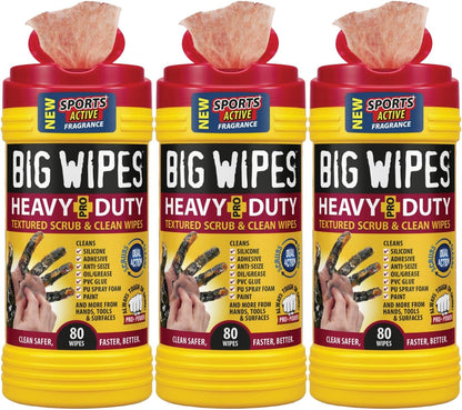 BIG WIPES Heavy Duty Industrial Hand Cleaning Wipes, Textured Scrubbing Degreaser Wipes for Mechanics and Tool Cleaner – 80 Count Canister (1 Pack)