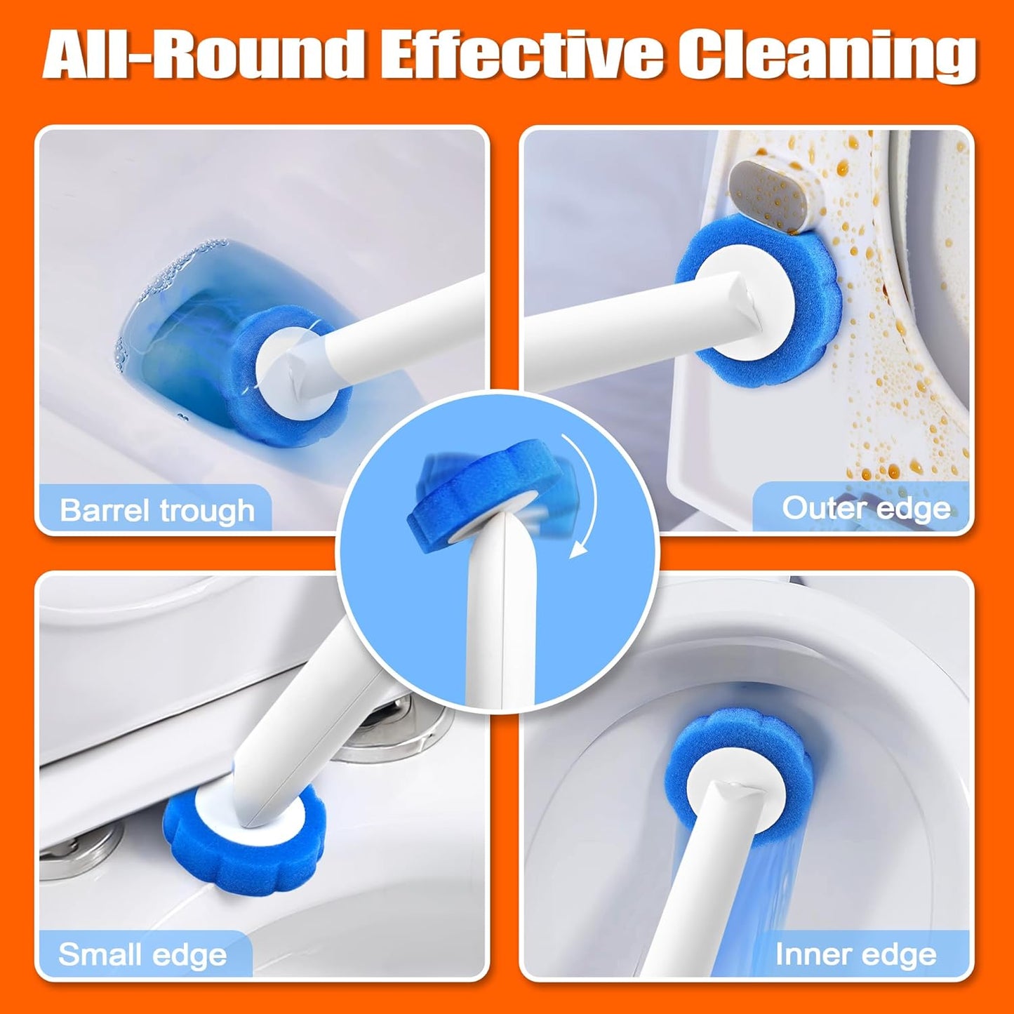 JEHONN Disposable Toilet Brush with 48 Wand Cleaner Refills, Wall Mounted Toilet Bowl Brush Holder Set, Bathroom Cleaning System for Sink Bathtub Wash Basin (Blue)
