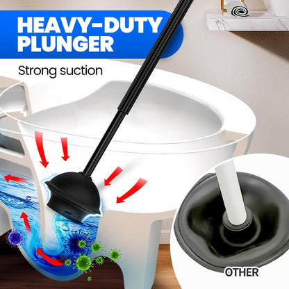 2Pack 2 in 1 Toilet Brush and Plunger Set, Extended Handle Plunger,Toilet Bowl Brush Plunger Set,Bathroom Cleaning Tools,Cleaning Brush,Toilet Brush Plunger Combo(Bright Black)