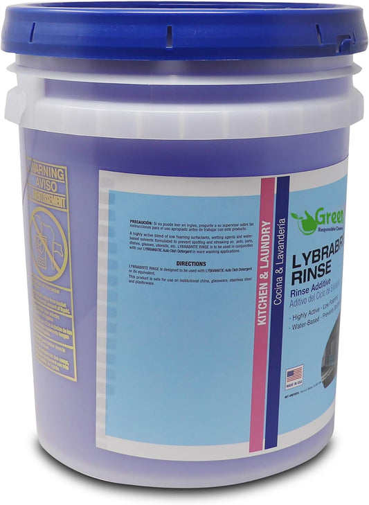 Lybrabrite Commercial Dishwasher Rinse Additive Aid & Agent [Ready-to-Use] For Industrial Machines (5 Gallon Pail)