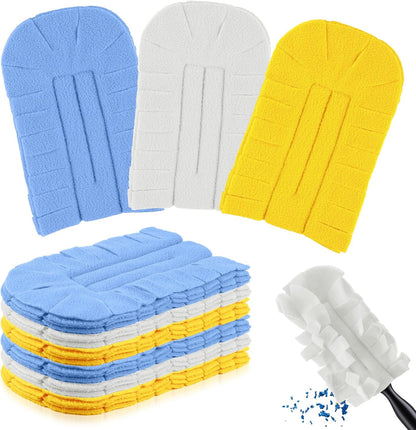 Zubebe 12 Pcs Duster Refill Reusable Fleece Duster Refills Feather Flat Dusters Multi Surface Washable Cleaning Pads Tools for Home, Blinds, Car, Pet, Furniture, Fans (Dark Color)