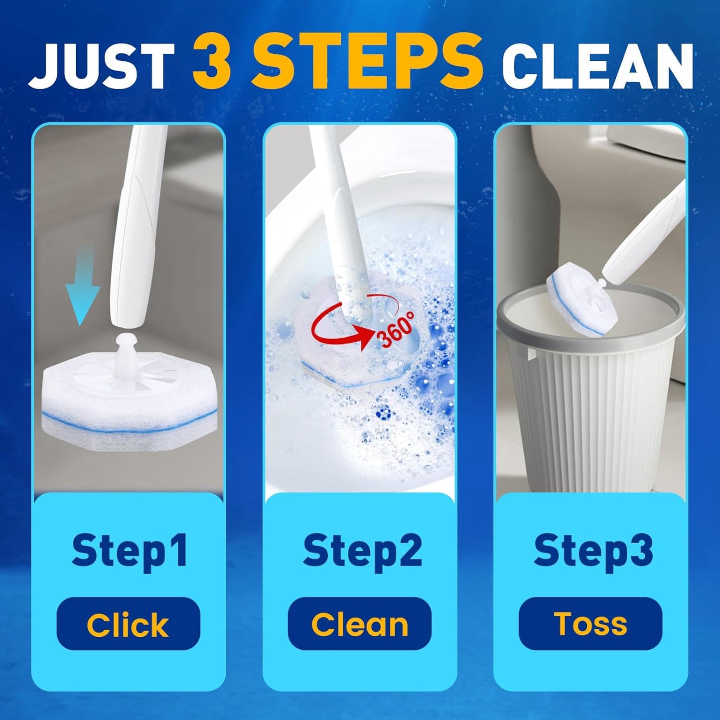 Toilet Cleaner Refill Pads, Disposable Toilet Bowl Cleaner Refill for Toilet Cleaner Wand, Single-Use Hygienic Scrubber Heads, 20 Count