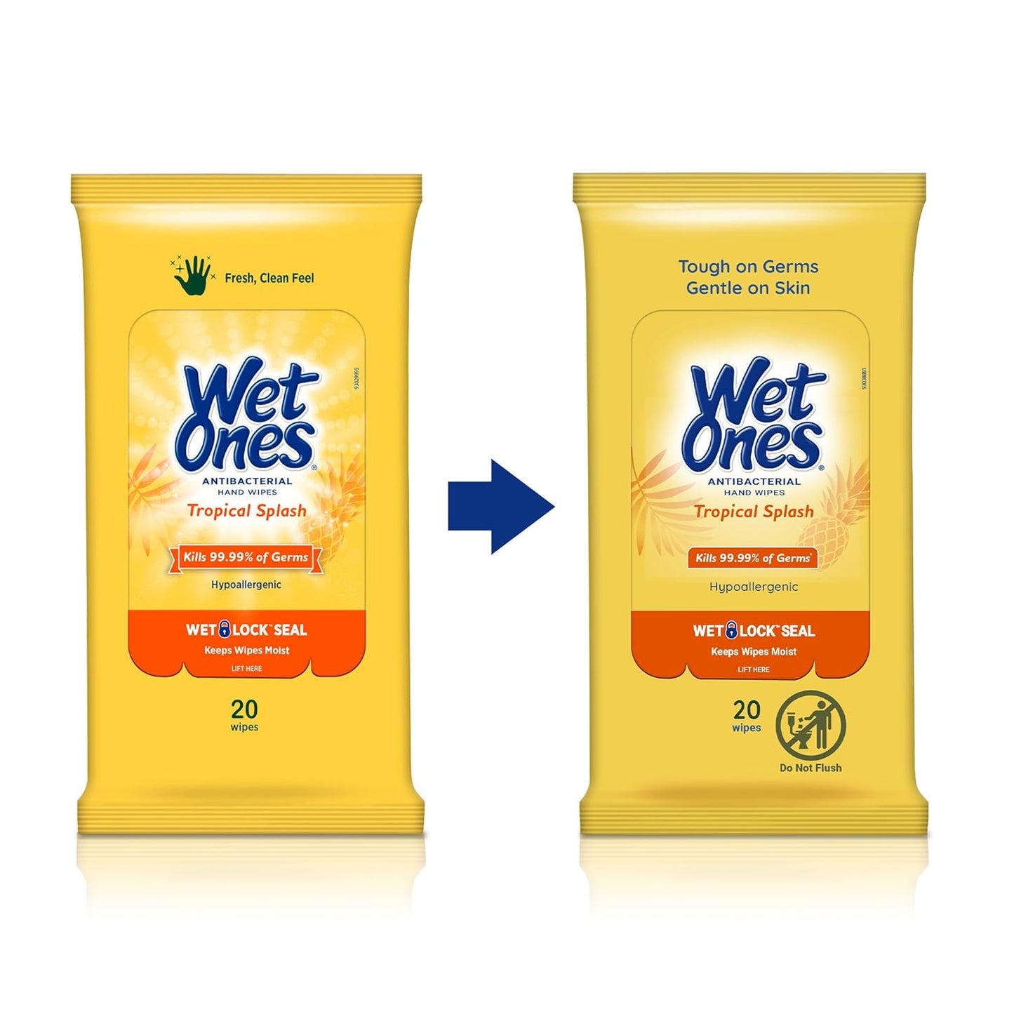 Wet Ones Antibacterial Hand Wipes, Fresh Scent, 20 Wipes (Pack of 10)