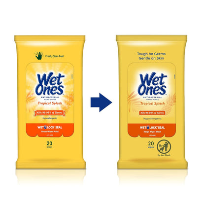 Wet Ones Antibacterial Hand Wipes, Fresh Scent, 20 Wipes (Pack of 10)