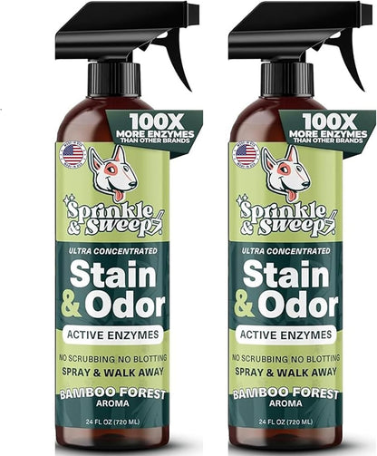 Sprinkle & Sweep: Pet Stain & Odor Enzyme Spray - 24oz - No Scrubbing Concentrated Formula, Dog & Cat Urine & Mess Destroyer, Carpet Spot Cleaning